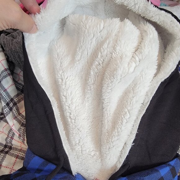 NOBO NO Boundaries Blue/Black Flannel Button Down Hoodie w Fleece Lining - Picture 7 of 9